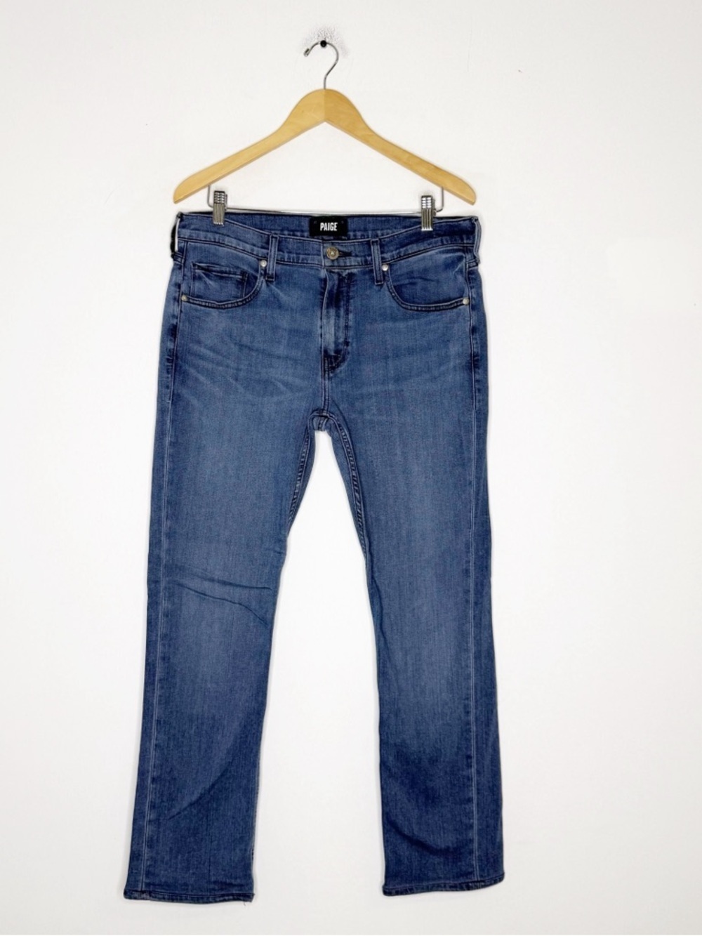 Paige Mens Federal Slim Straight Jeans 32 x 30 Blue Stretch Denim